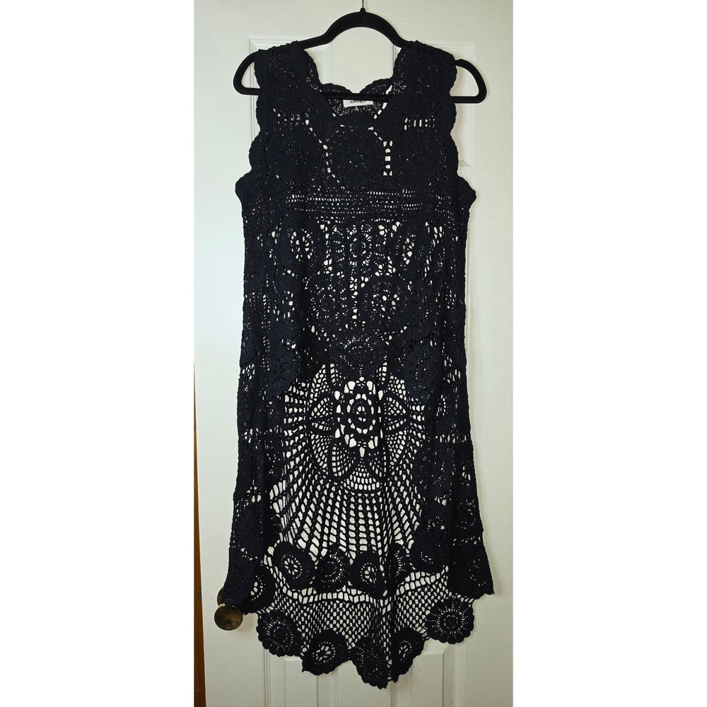 Women's S M High Low Crochet Layering Dress / Cover up